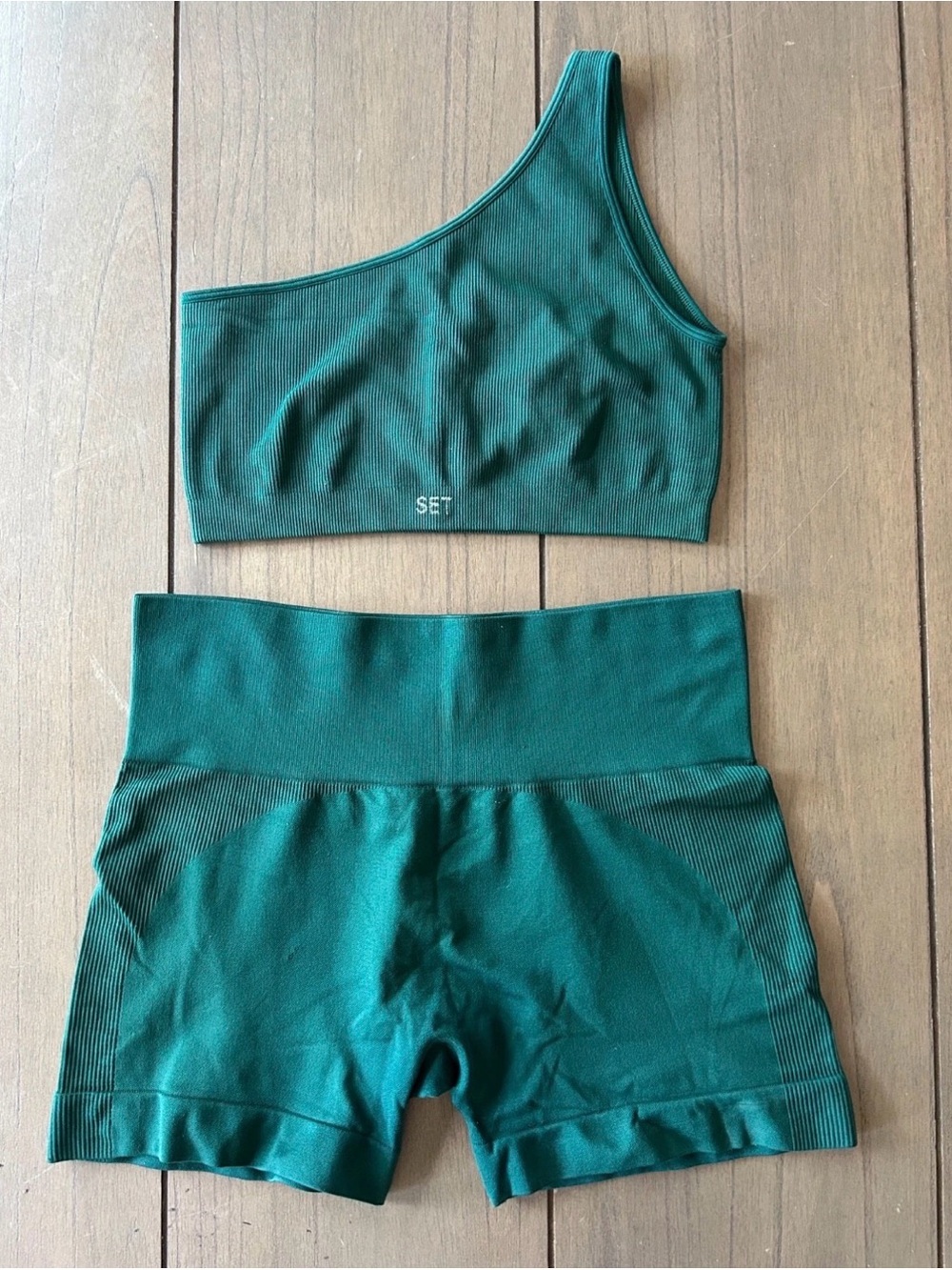 SET Active Ribbed Sports Bra in Deep Teal
